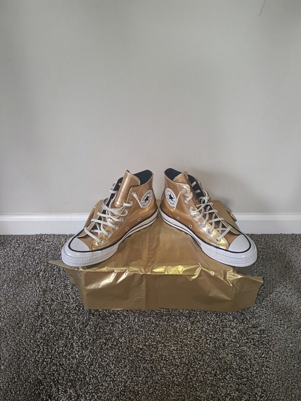 Converse Chuck Taylor All Star Metallic Gold High-Top Sneakers - Women Size 7 - Picture 4 of 8
